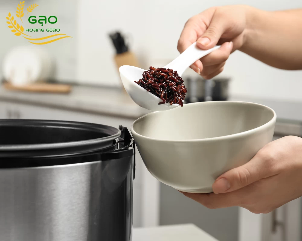 Nấu cơm từ gạo nếp cẩm