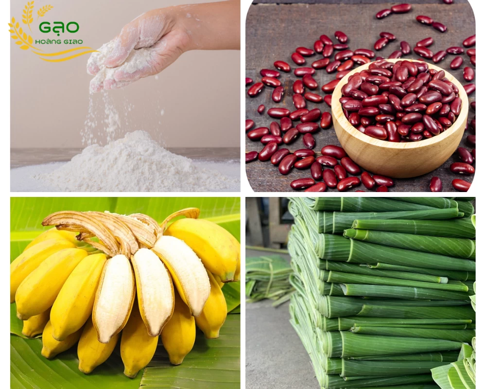 Một số nguyên liệu cần có để làm bánh tét nhân ngọt