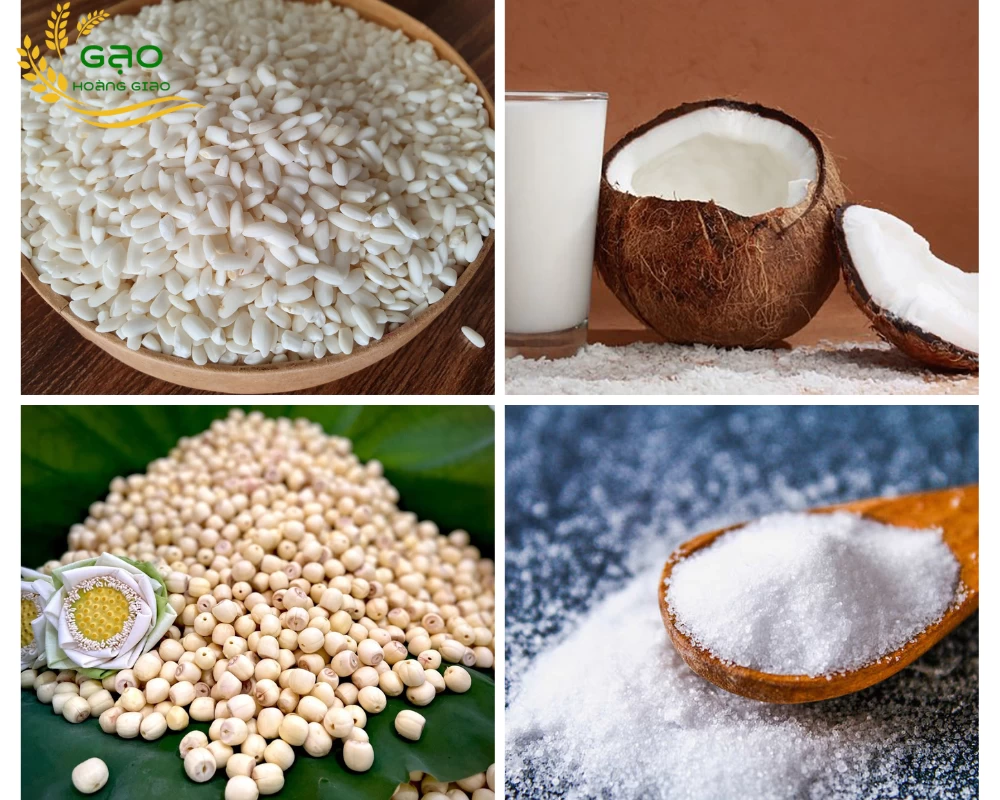 Các nguyên liệu để nấu xôi hạt sen