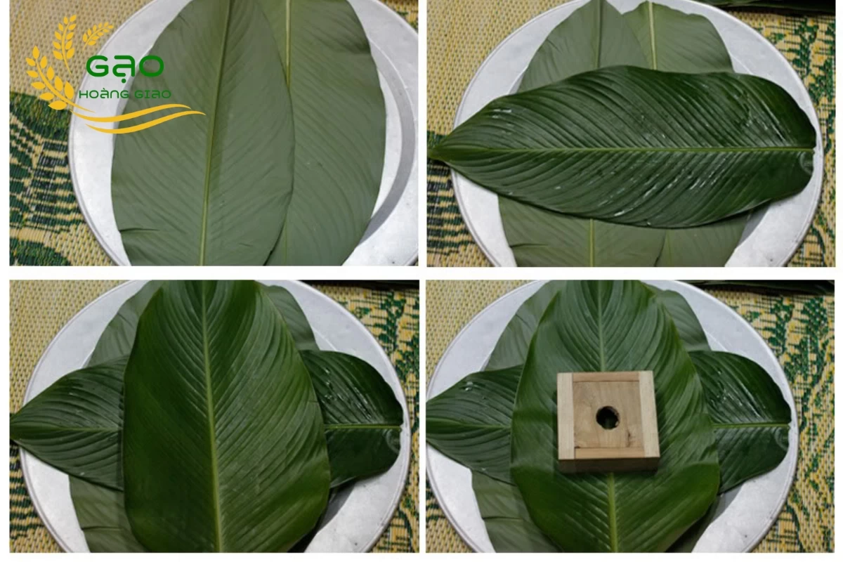 Xếp lá dong để gói bánh