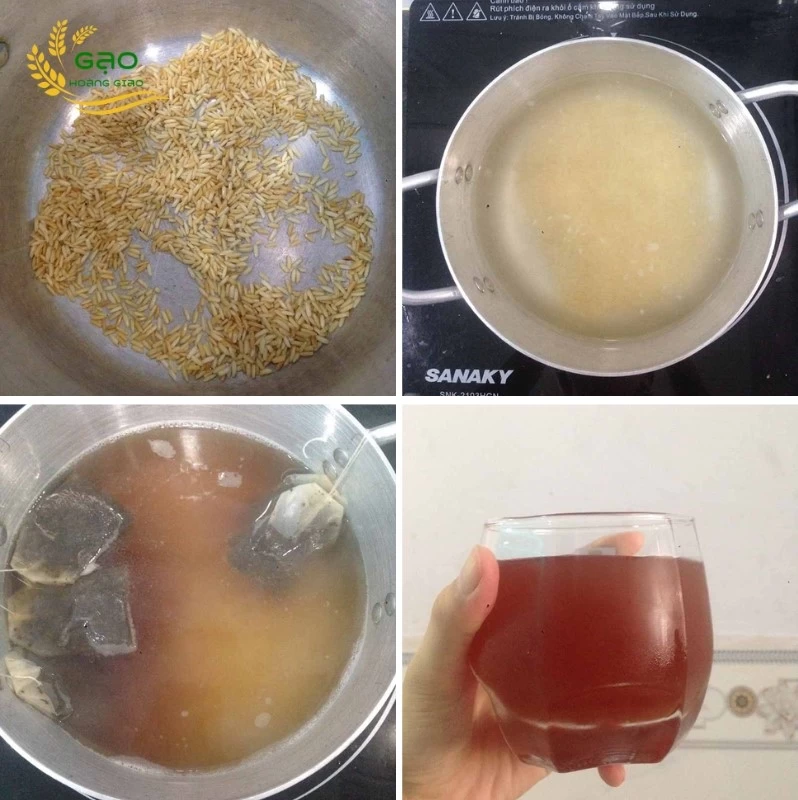 Nấu nước trà gạo rang
