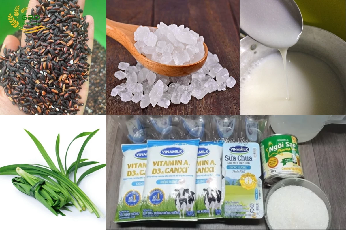 Nguyên liệu làm sữa chua nếp cẩm