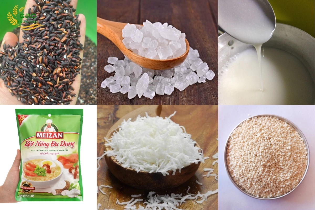 Nguyên liệu làm chè nếp cẩm