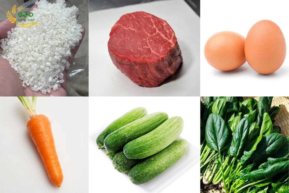 Một số nguyên liệu làm món cơm trộn Hàn Quốc